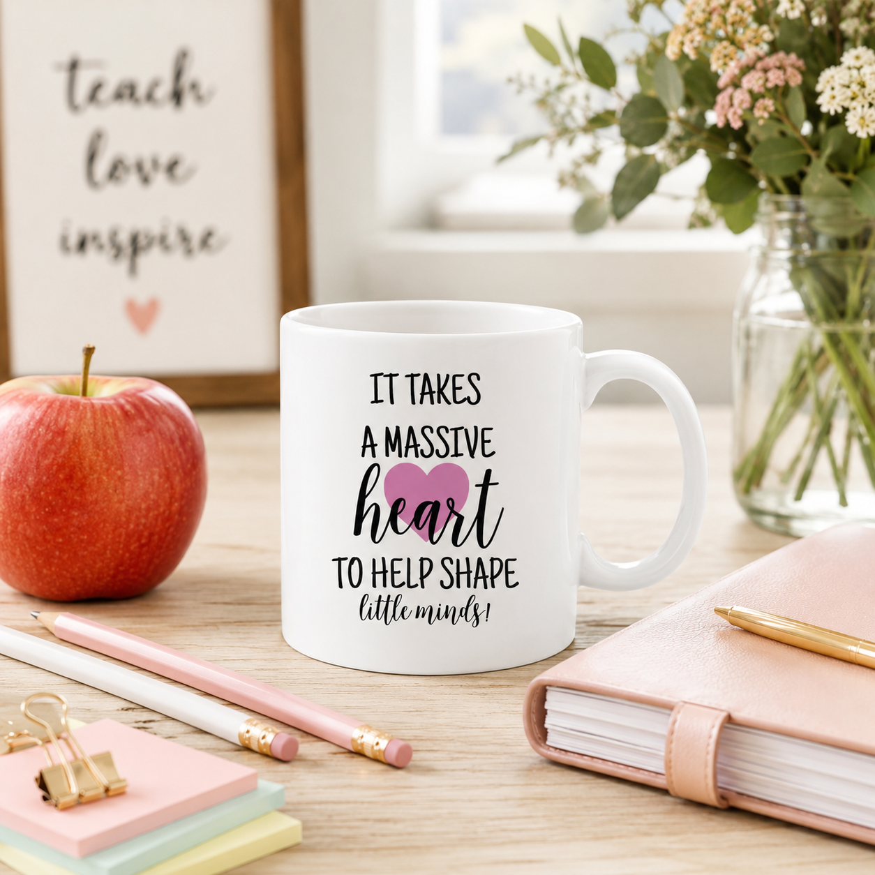 'It Takes A Massive Heart' Personalised Teacher Mug