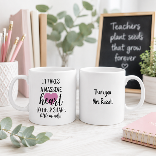 'It Takes A Massive Heart' Personalised Teacher Mug