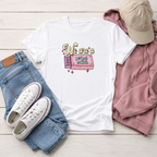 White t-shirt with retro matchbook print and 'We are a perfect match'