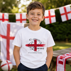 Kids white football t-shirt with lioness and England flag design