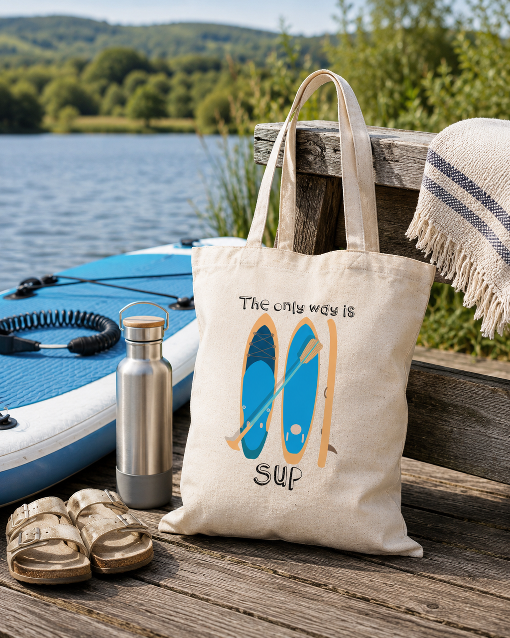 'The only way is SUP' paddleboard tote bag, a gift for paddlers