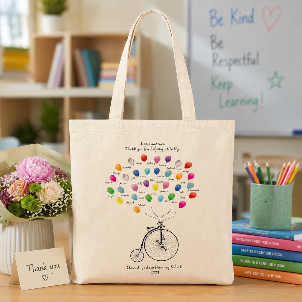 Personalised Thank You Teacher Balloon Tote Bag