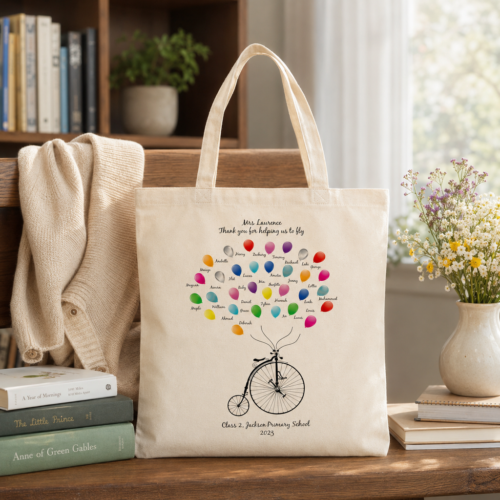 Personalised Thank You Teacher Balloon Tote Bag