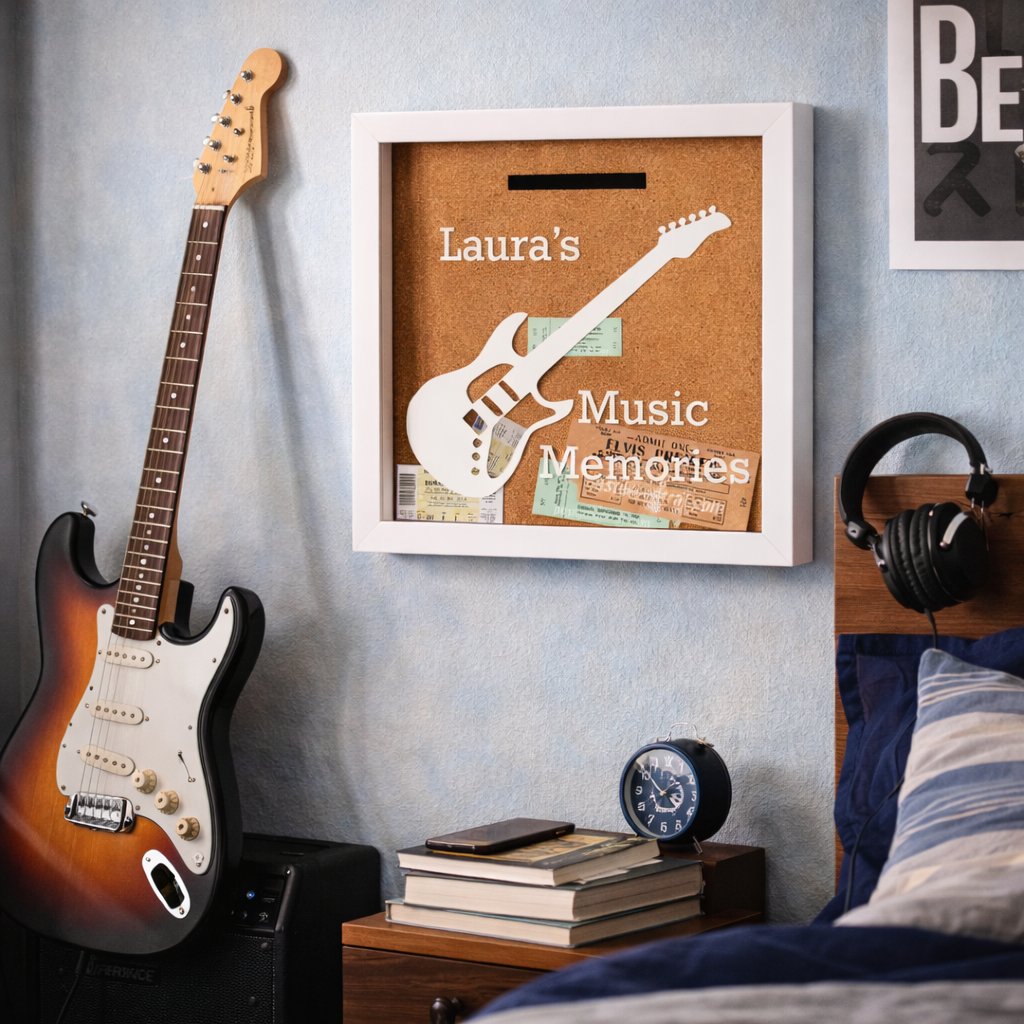 Personalised Concert Gig Ticket Keepsake Box 'Guitar'