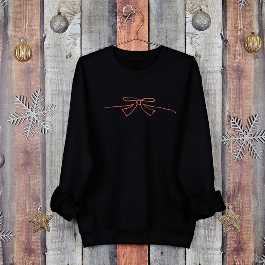 Christmas Jumper Hand Drawn Red Bow