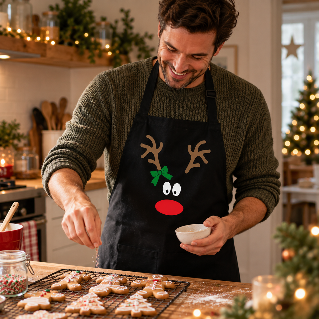 Reindeer Face Christmas Apron