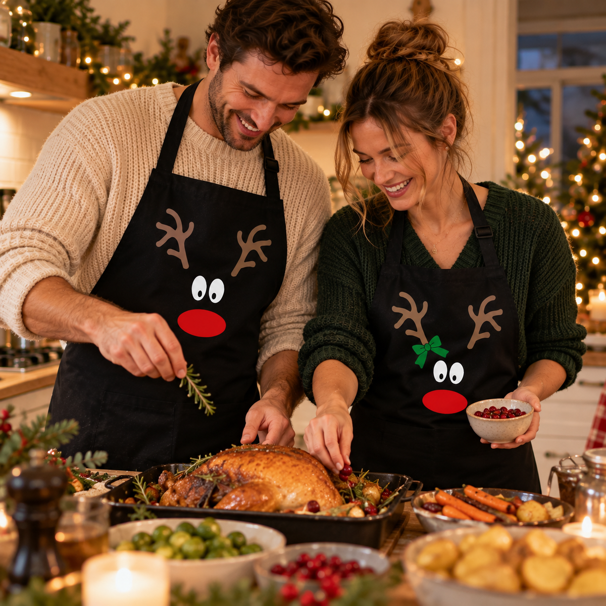 Reindeer Face Christmas Apron