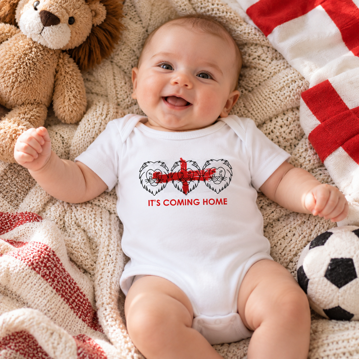 3 Lions England Football Baby Grow