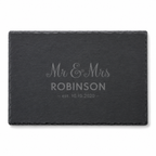 Custom engraved slate cheeseboard for couples, creating a thoughtful wedding, anniversary or new home gift.
