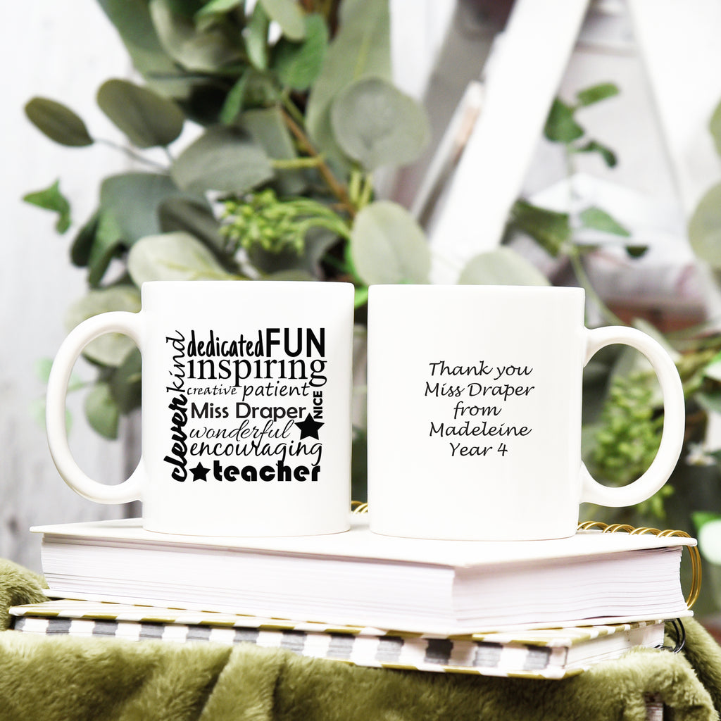 Custom teacher gift mug personalised name message