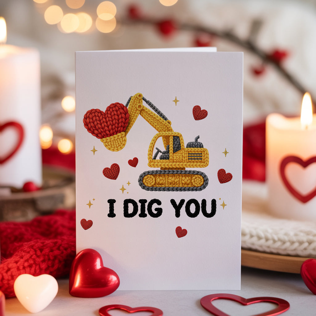 Cute pun anniversary card I Dig You design