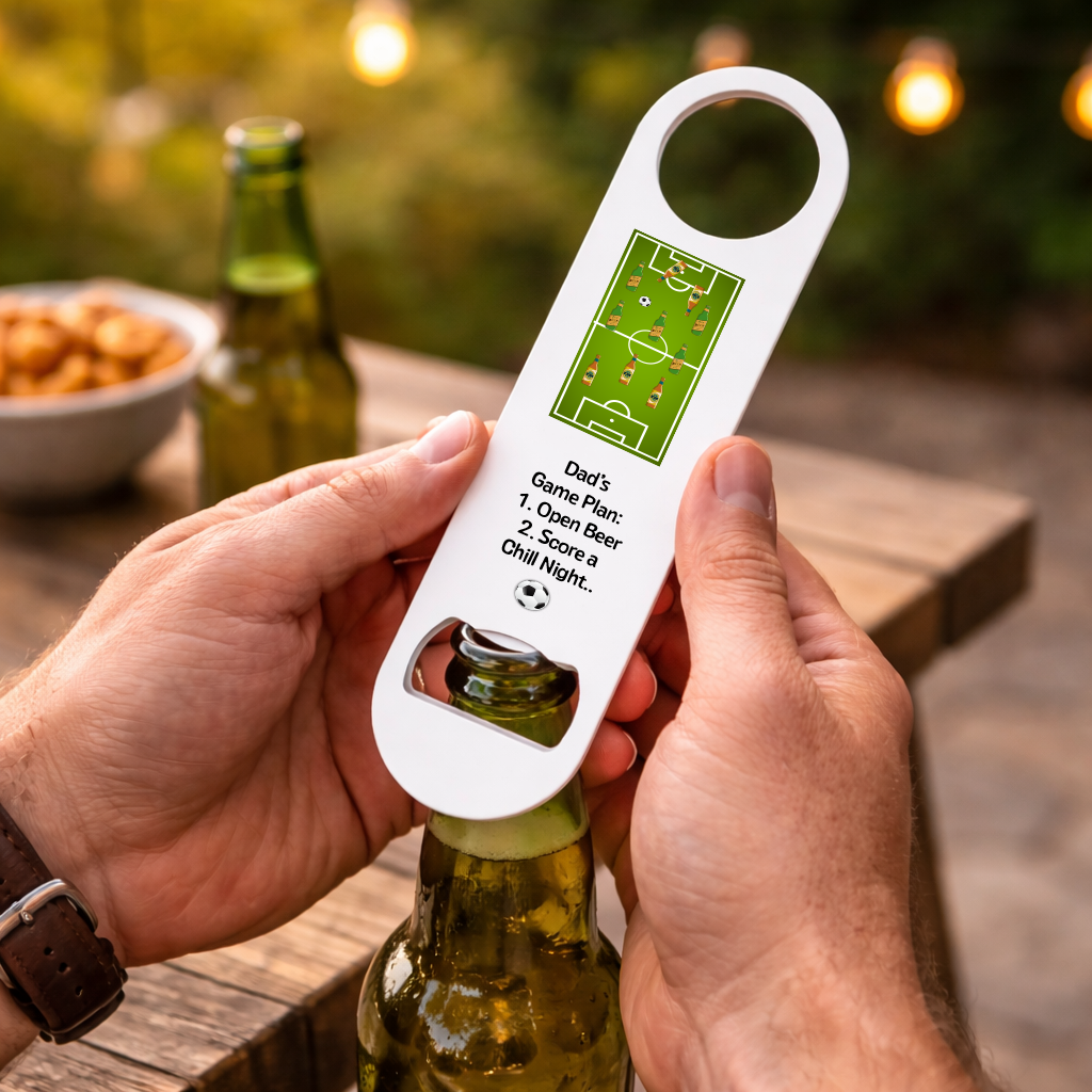 Personalised Football Game Plan Bottle Opener