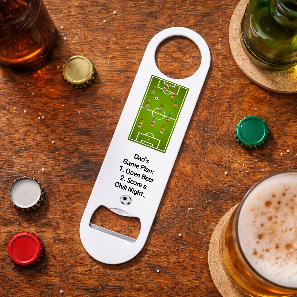 Personalised Football Game Plan Bottle Opener