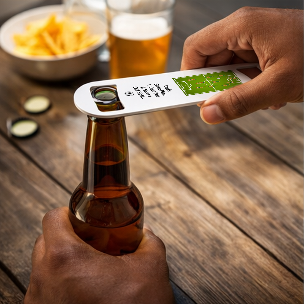 Personalised Football Game Plan Bottle Opener