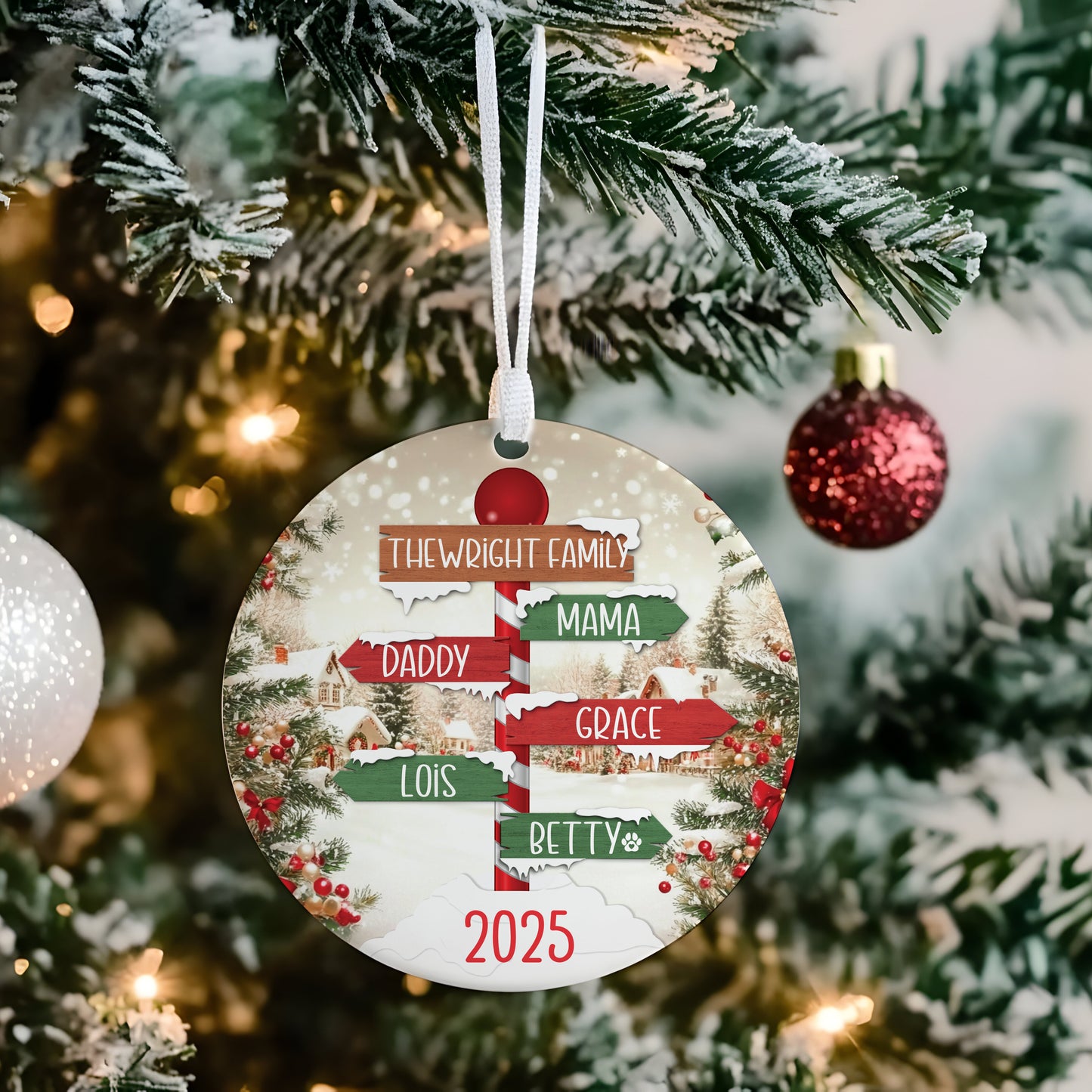 Personalised Family Sign Post Tree Decoration