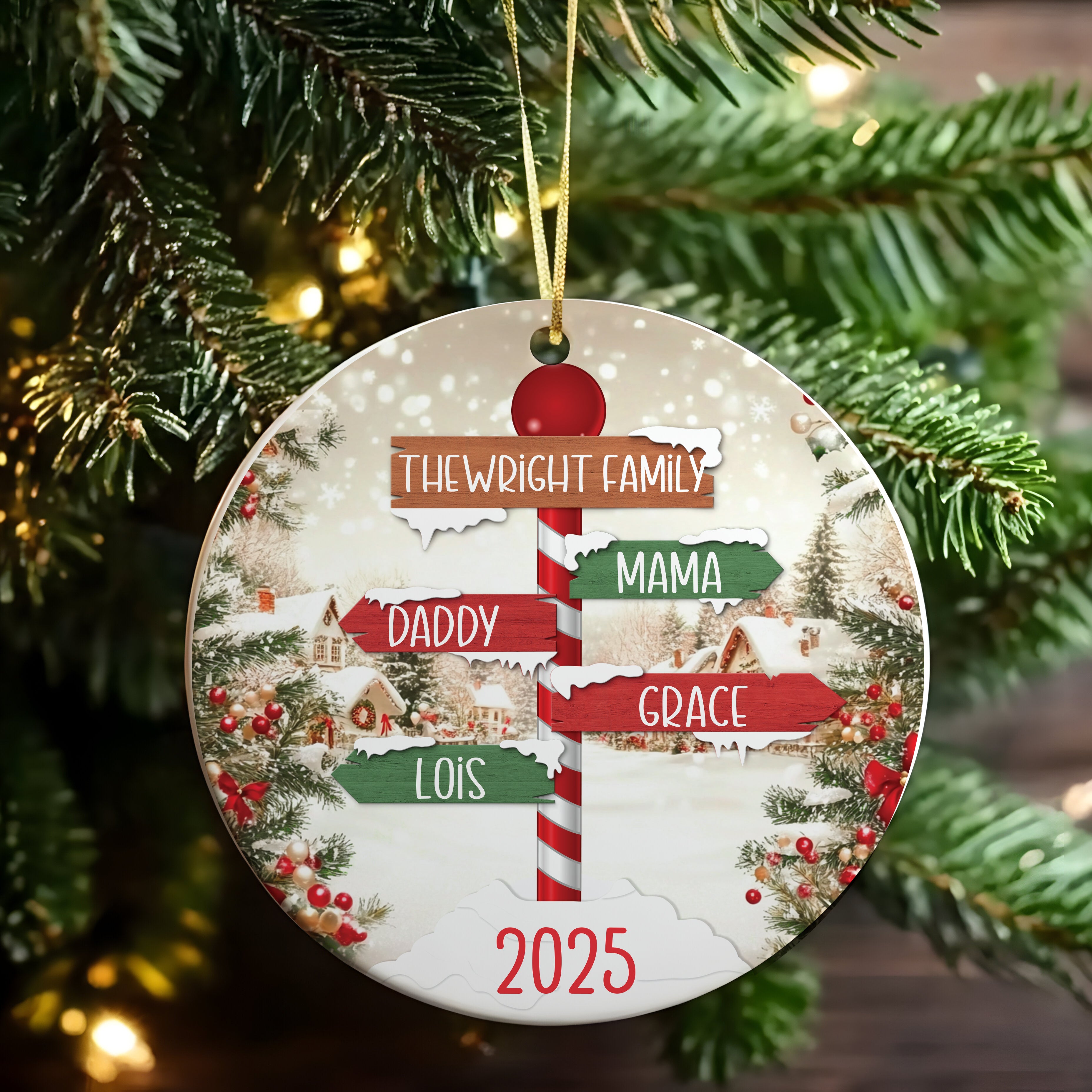 Personalised Family Sign Post Tree Decoration