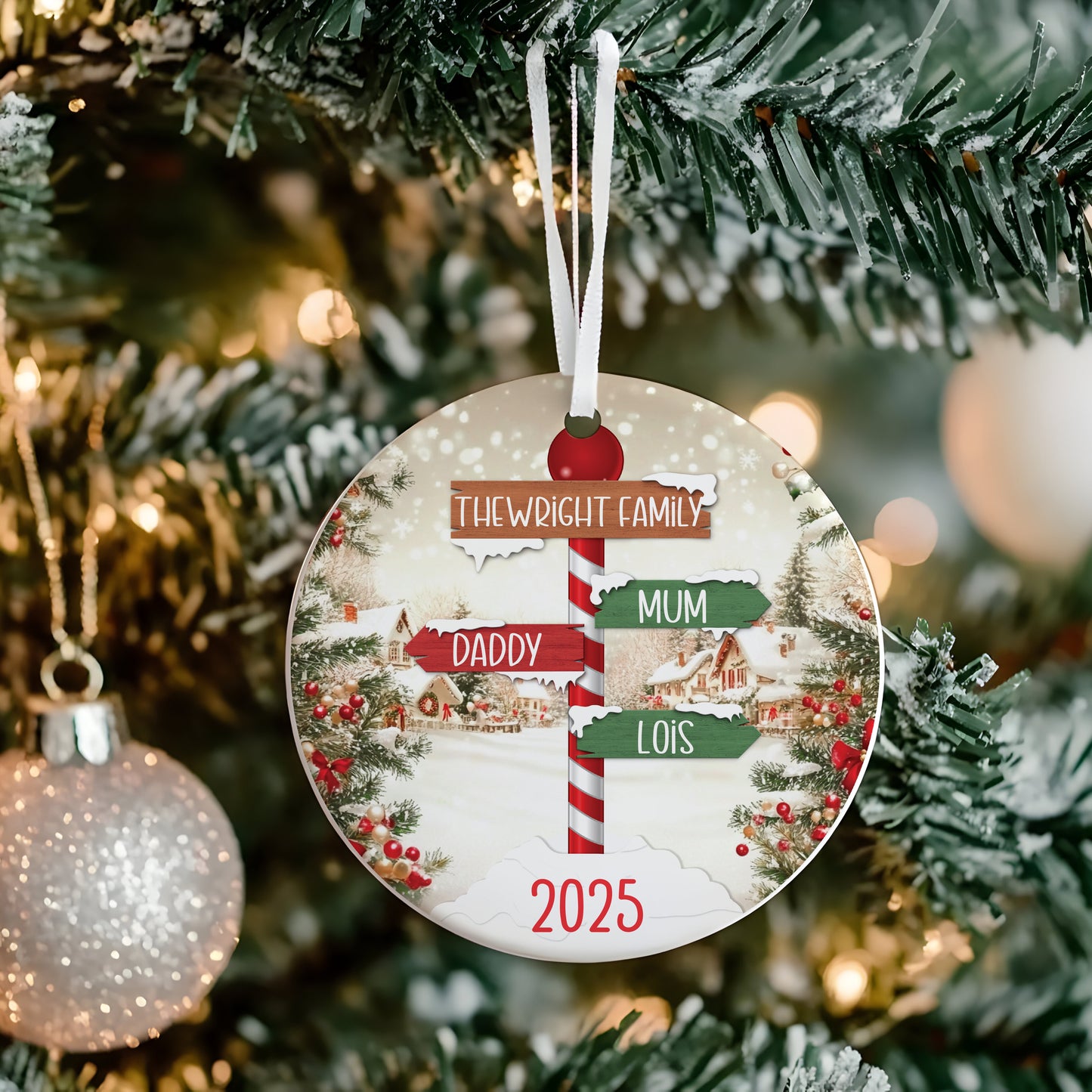 Personalised Family Sign Post Tree Decoration