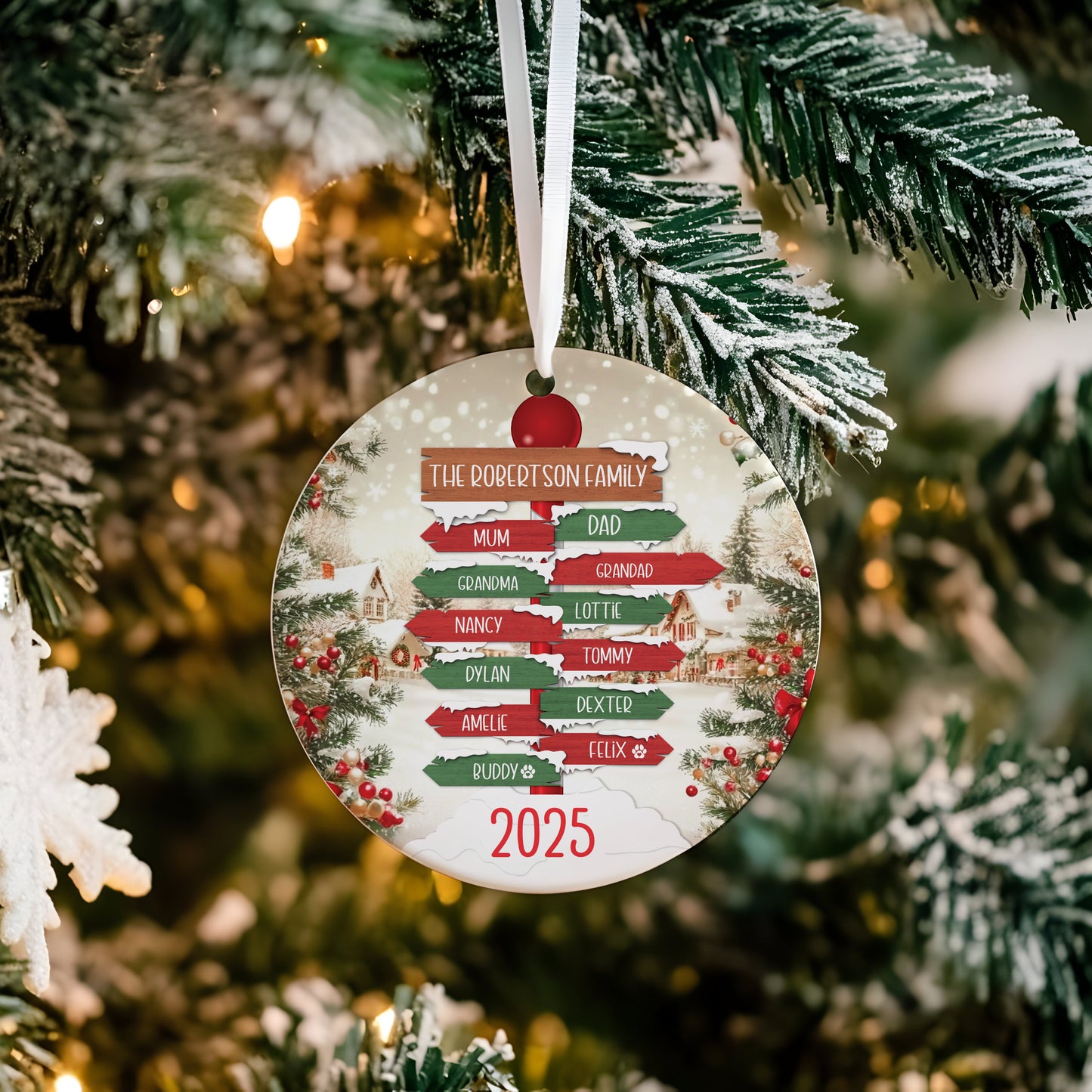 Personalised Family Sign Post Tree Decoration