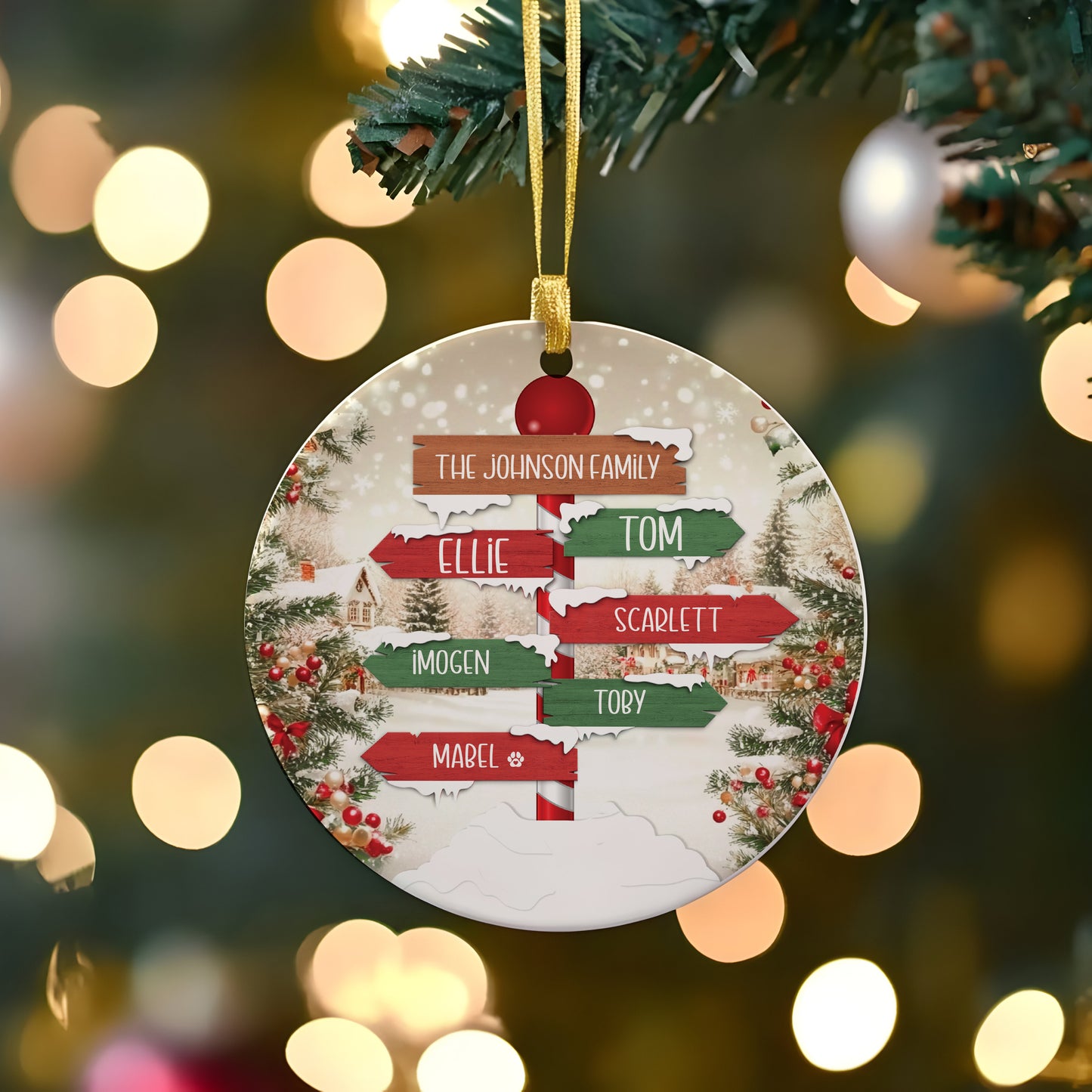 Personalised Family Sign Post Tree Decoration