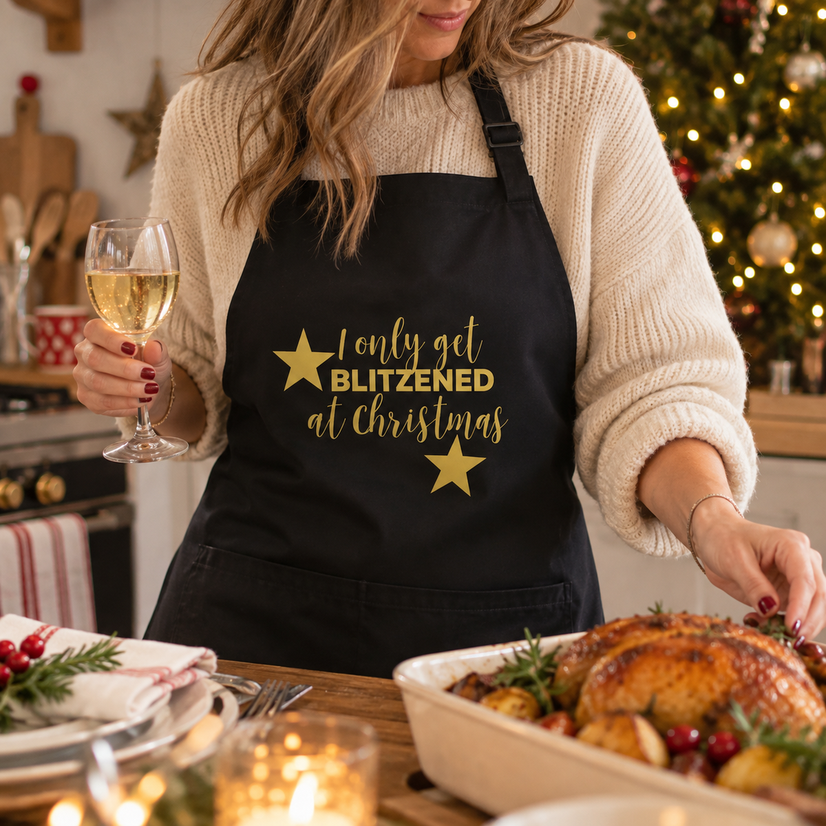 I Only Get Blitzened at Christmas Apron