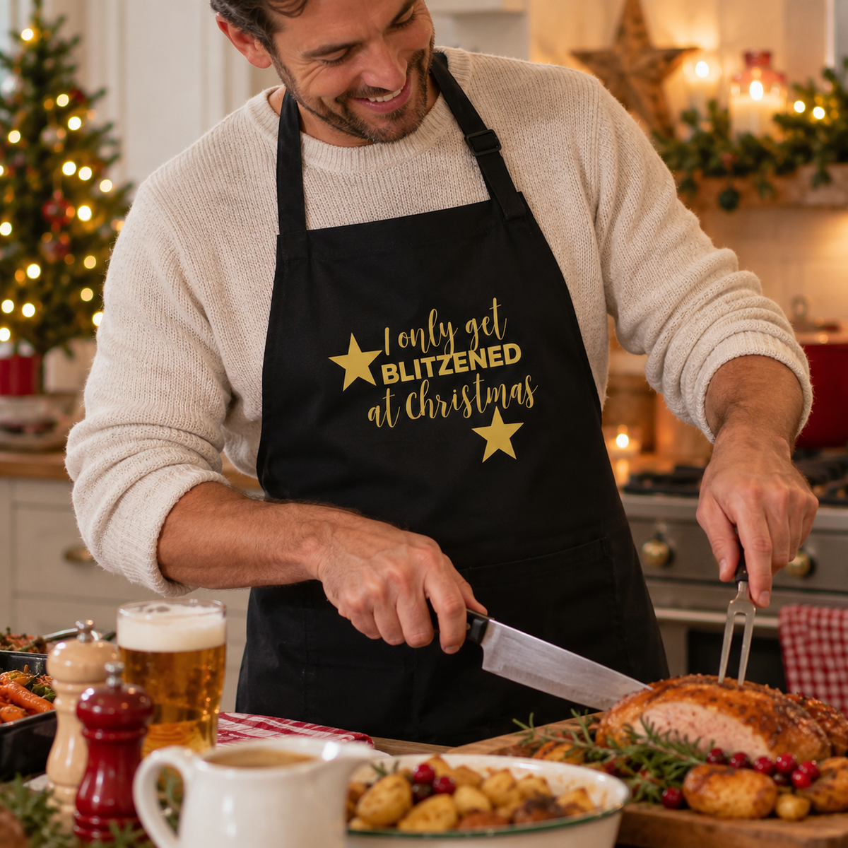 I Only Get Blitzened at Christmas Apron