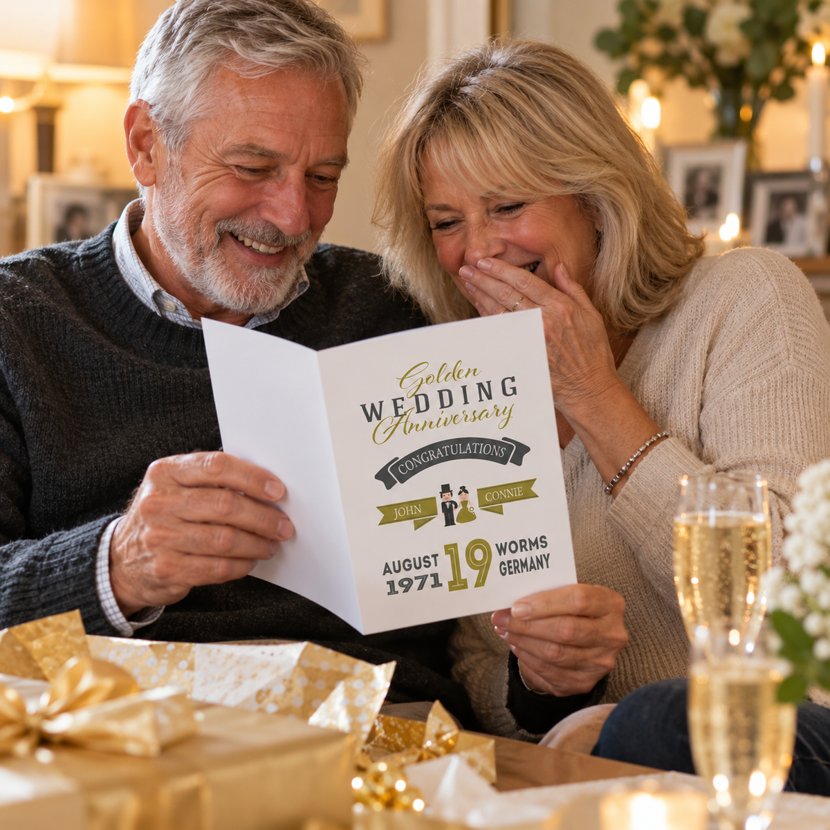 Personalised Golden Wedding Anniversary Card