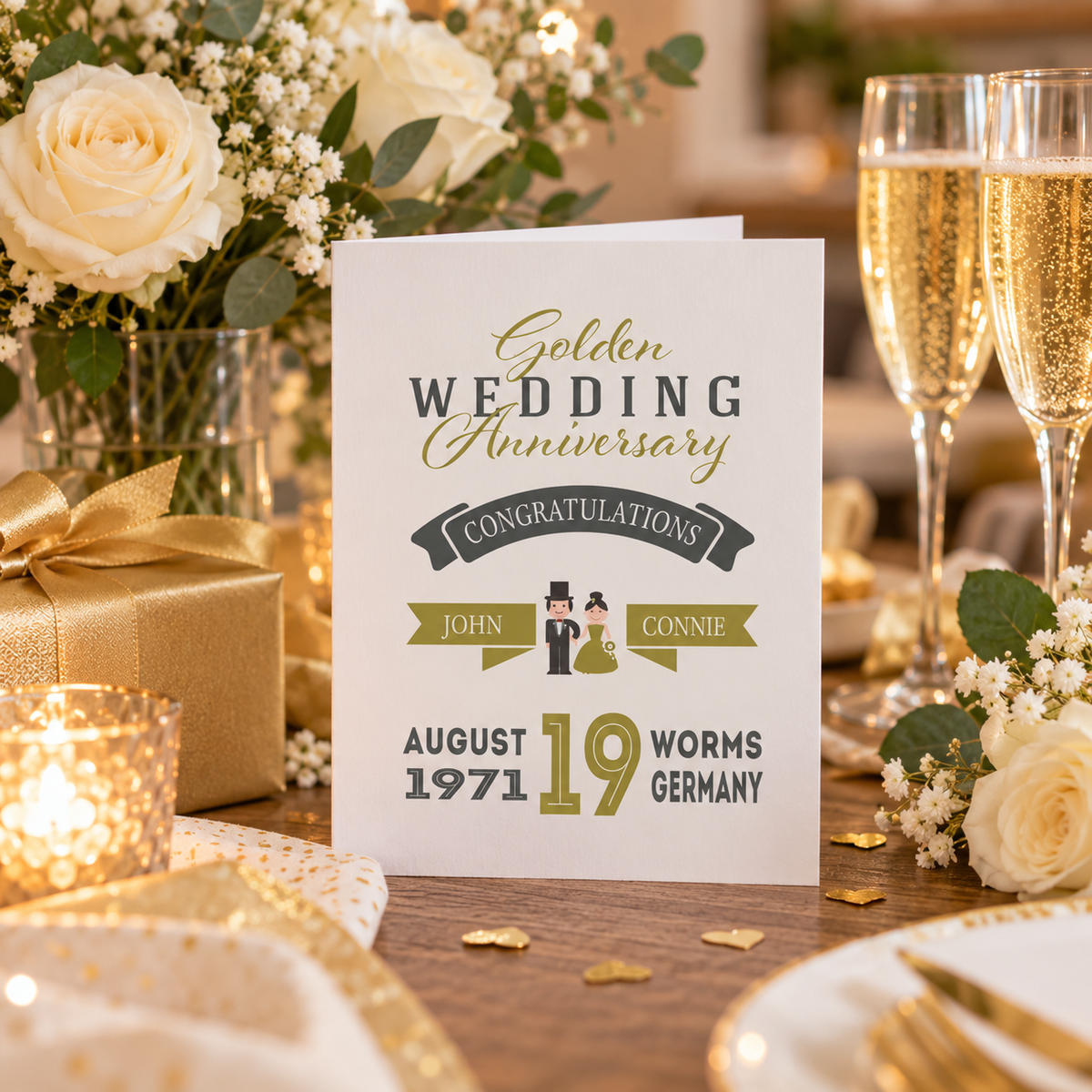 Personalised Golden Wedding Anniversary Card