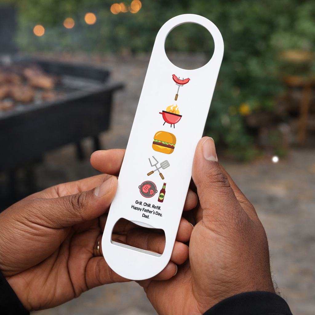 Personalised Grill, Chill, Refill Bottle Opener