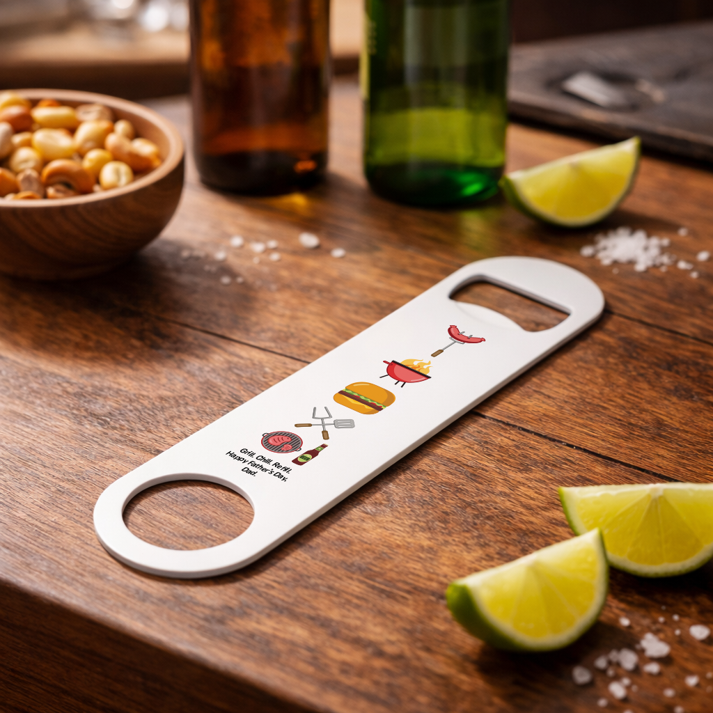 Personalised Grill, Chill, Refill Bottle Opener
