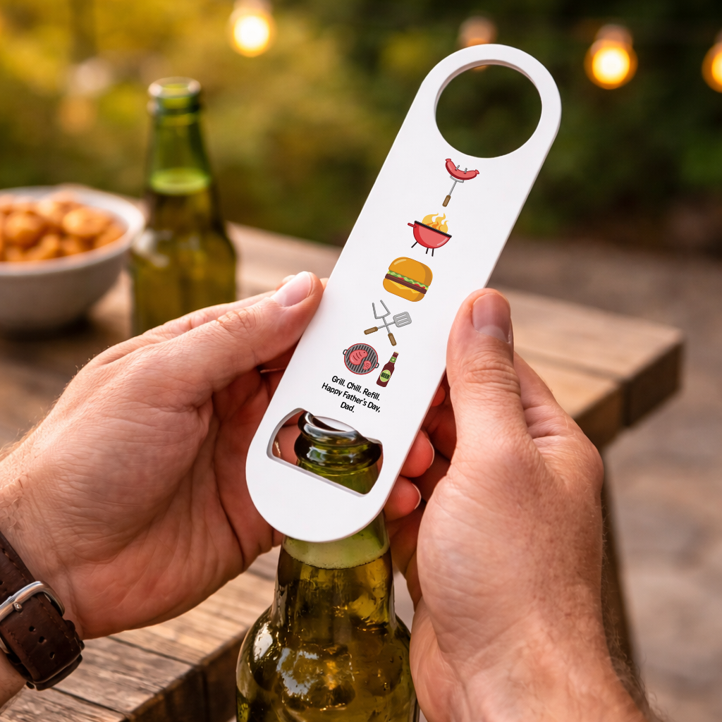 Personalised Grill, Chill, Refill Bottle Opener
