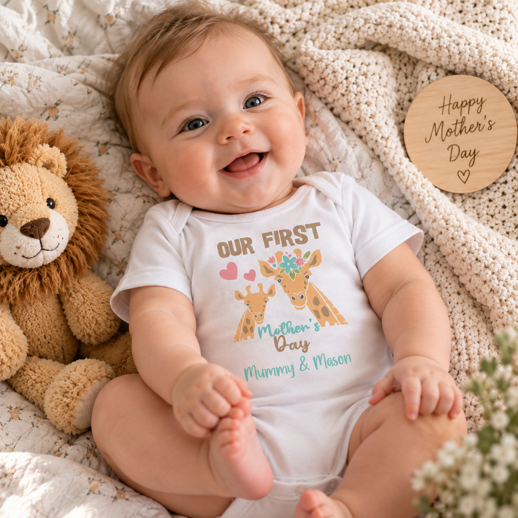 First Mother's Day Giraffe Baby Grow