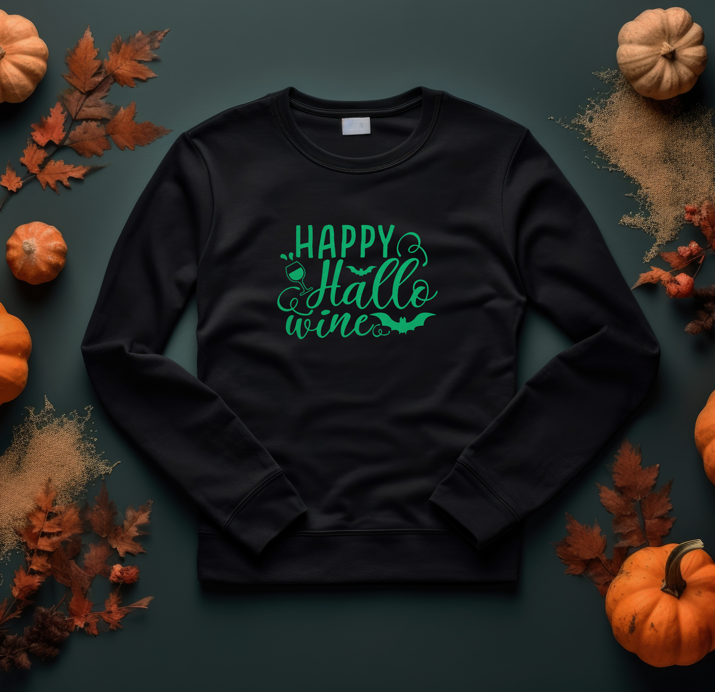 Happy Hallo..Wine Halloween Glow In The Dark Sweatshirt