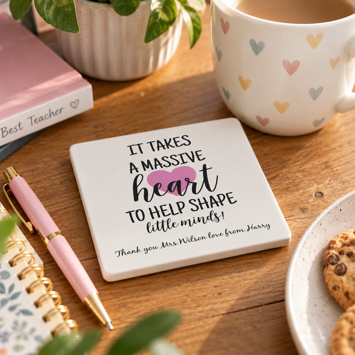 'It Takes A Massive Heart' Personalised Teacher Coaster