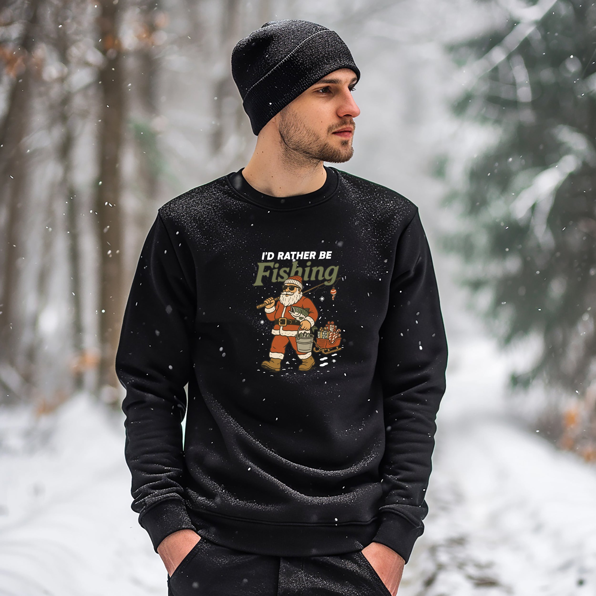 I’d Rather Be Fishing Christmas Sweatshirt