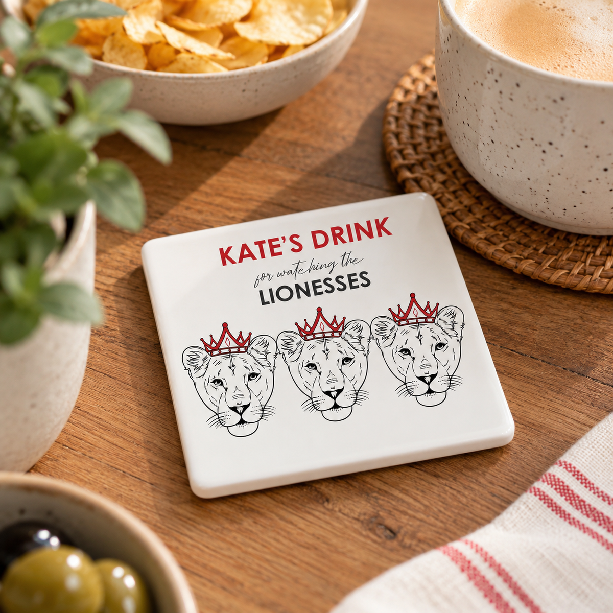 3 Lionesses Personalised Coaster