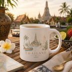 Personalised Destination Watercolour Mug, Travel Keepsake Gift
