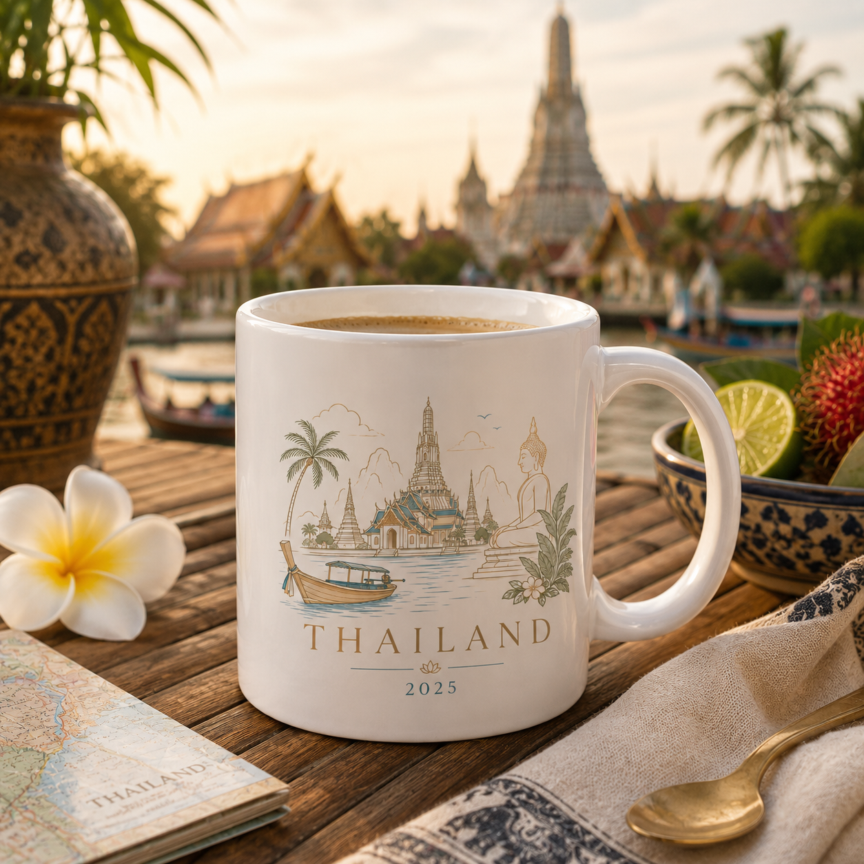 Personalised Destination Watercolour Mug, Travel Keepsake Gift