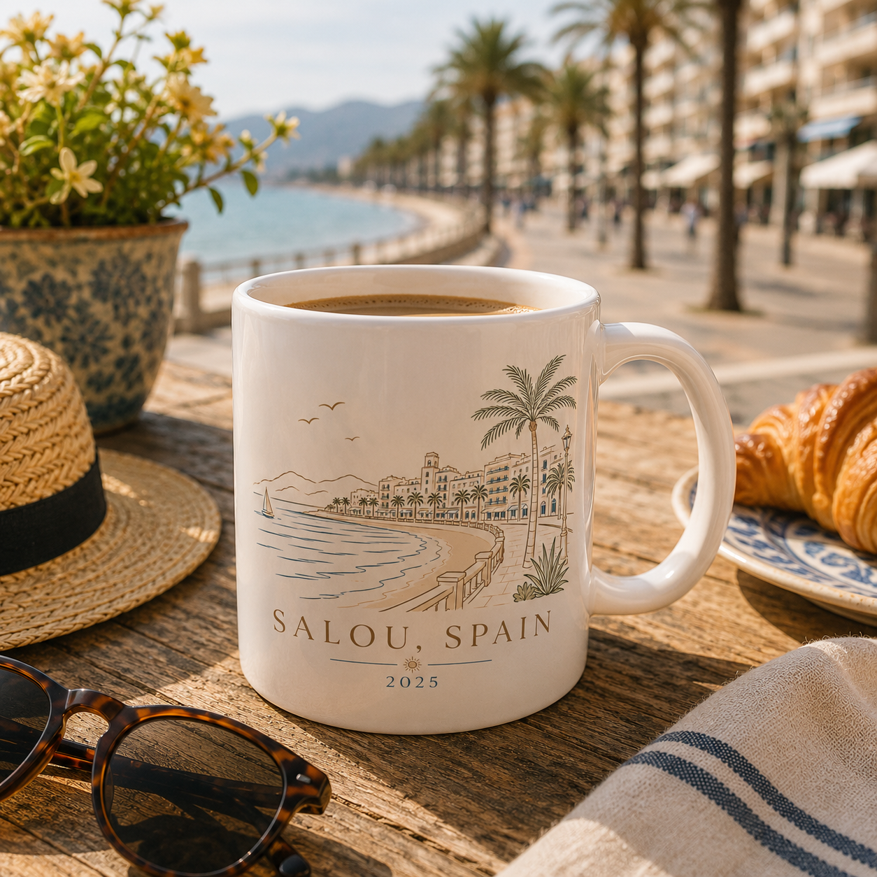 Personalised Destination Watercolour Mug, Travel Keepsake Gift