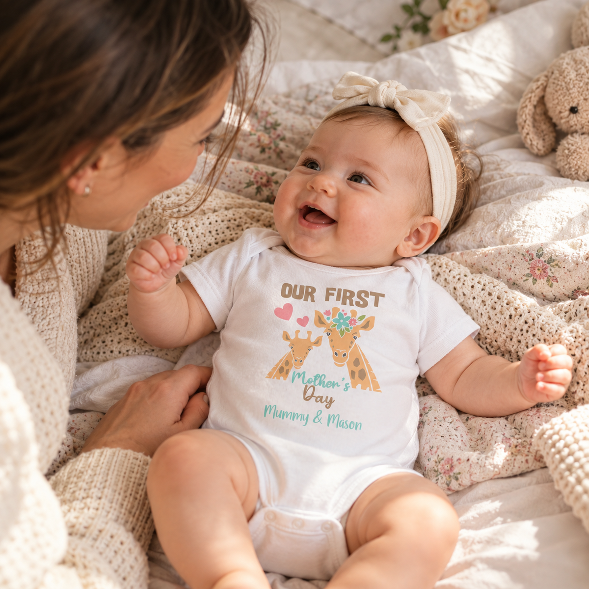 First Mother's Day Giraffe Baby Grow