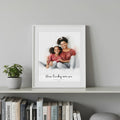 Personalised watercolour Mother's Day print with a portrait and 'How lucky are we' on a shelf