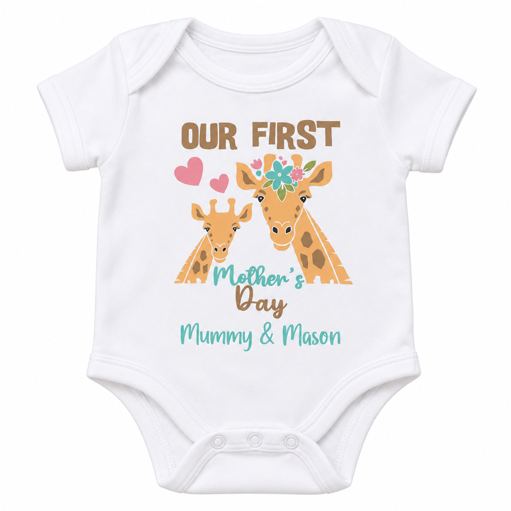 First Mother's Day Giraffe Baby Grow