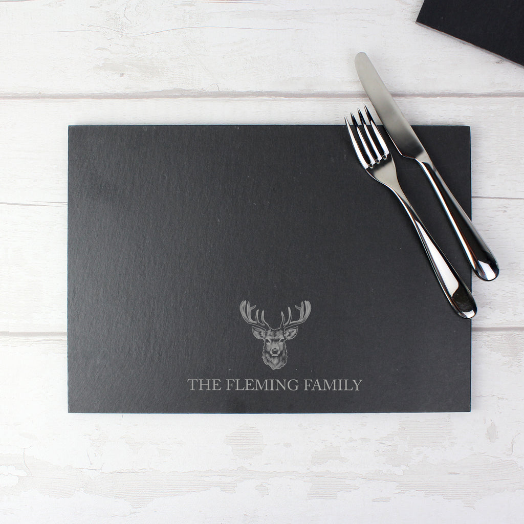Personalised Stag Slate Placemat with personalised text, view 6