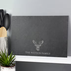 Personalised Stag Slate Placemat with personalised text, view 2