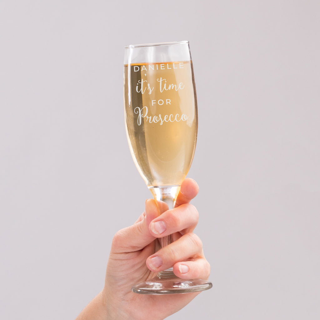 Personalised It's Time For Prosecco Flute with personalised text, view 3