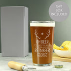 Personalised Time For Another Reinbeer Pint Glass with personalised text, view 4