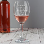 Personalised I'm On The Naughty List Wine Glass with personalised text, view 2