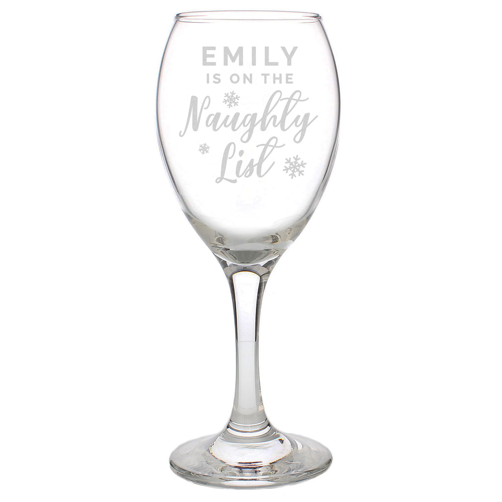 Personalised I'm On The Naughty List Wine Glass with personalised text, view 4