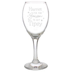 Personalised 'Tis The Season To Get Tipsy Wine Glass with personalised text, view 4