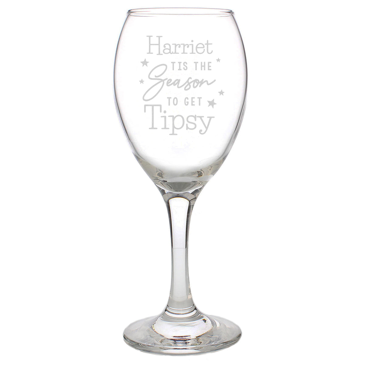 Personalised 'Tis The Season To Get Tipsy Wine Glass with personalised text, view 4