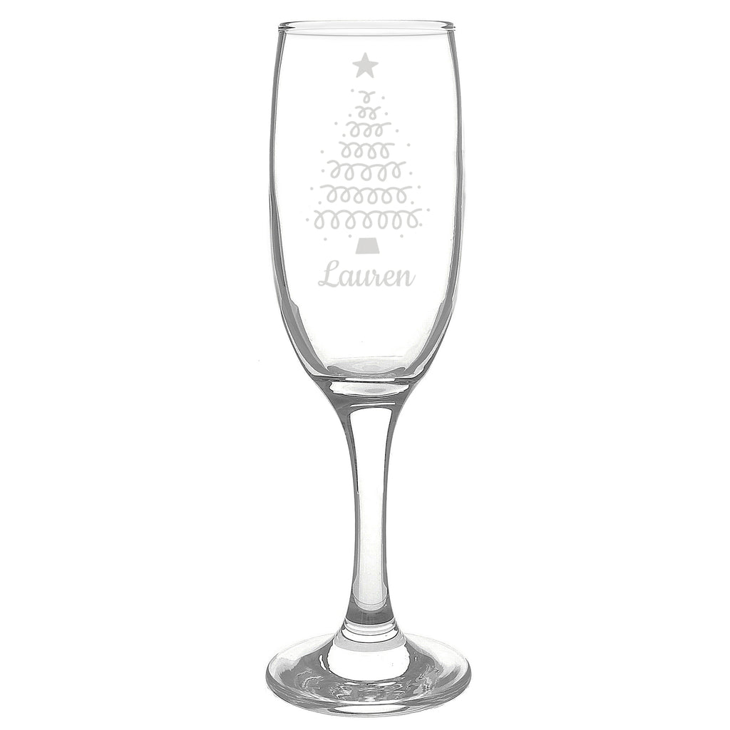 Personalised Christmas Tree Champagne Flute with personalised text, view 3